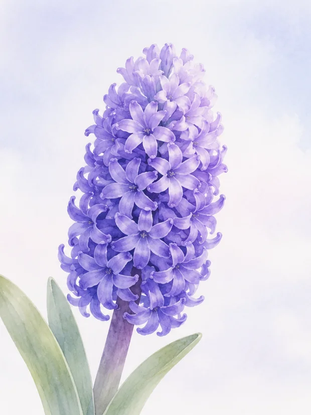 Watercolor hyacinth, an early-weeks bloom