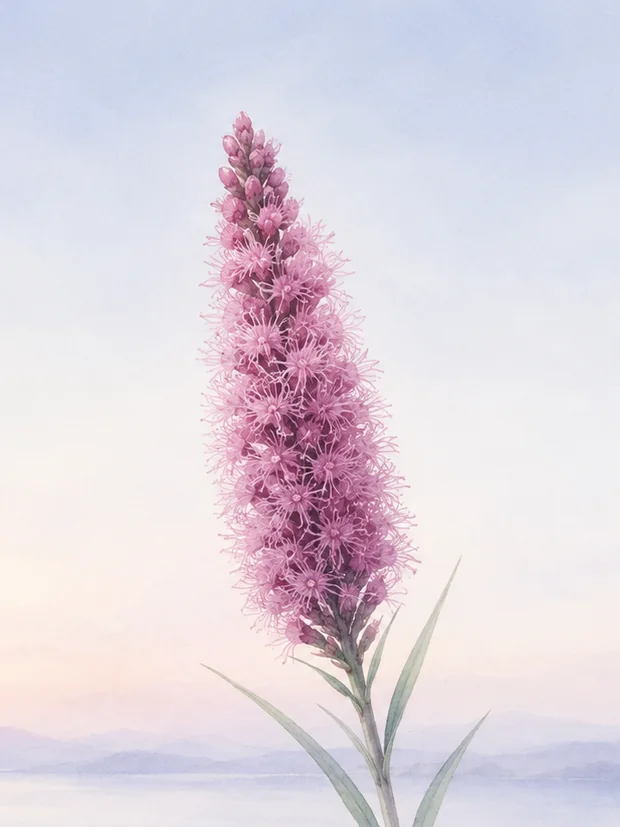 Watercolor liatris, a late-pregnancy bloom